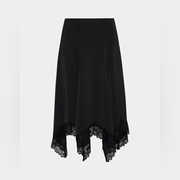 BETSEY JOHNSON LACE SLIP MIDI SKIRT BLACK NEW WITH TAGS NWT XS - Picture 3 of 5